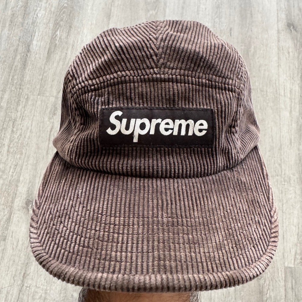 Supreme Corduroy 5-Panel Camp Cap Brown Box Logo Hat H82SS25 Mens Adjustable